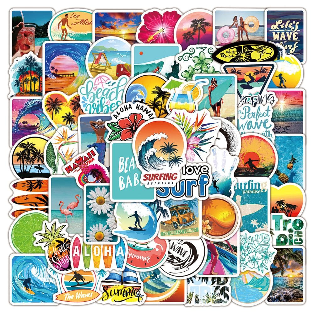 Adesivos Summers Beach Surf em vinil impermeável 100 unidades/lote