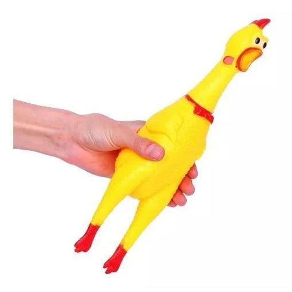 Galinha Frango Brinquedo Pet Borracha Mordedor Sonoro Apito
