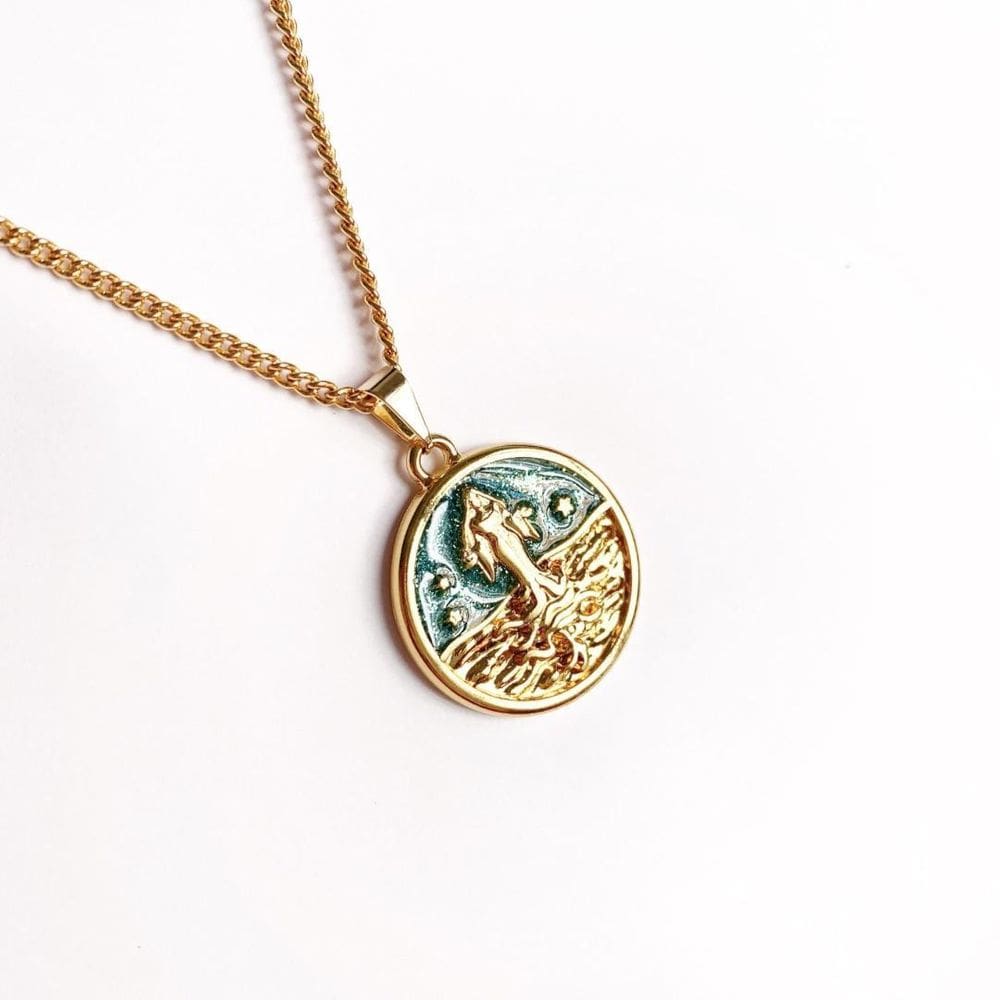 Colar Medalha Orixá Corrente 60 Cm Dourado - Iemanjá