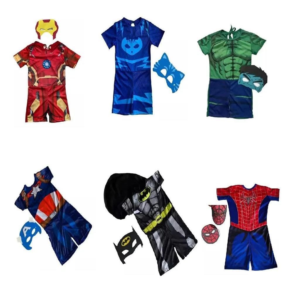 2X Fantasia Menino Morcego E Super-Heróis Com Máscara
