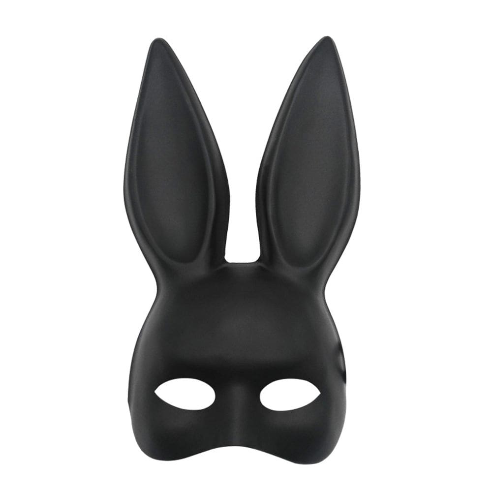 Máscara preta de Halloween de coelho de orelhas compridas