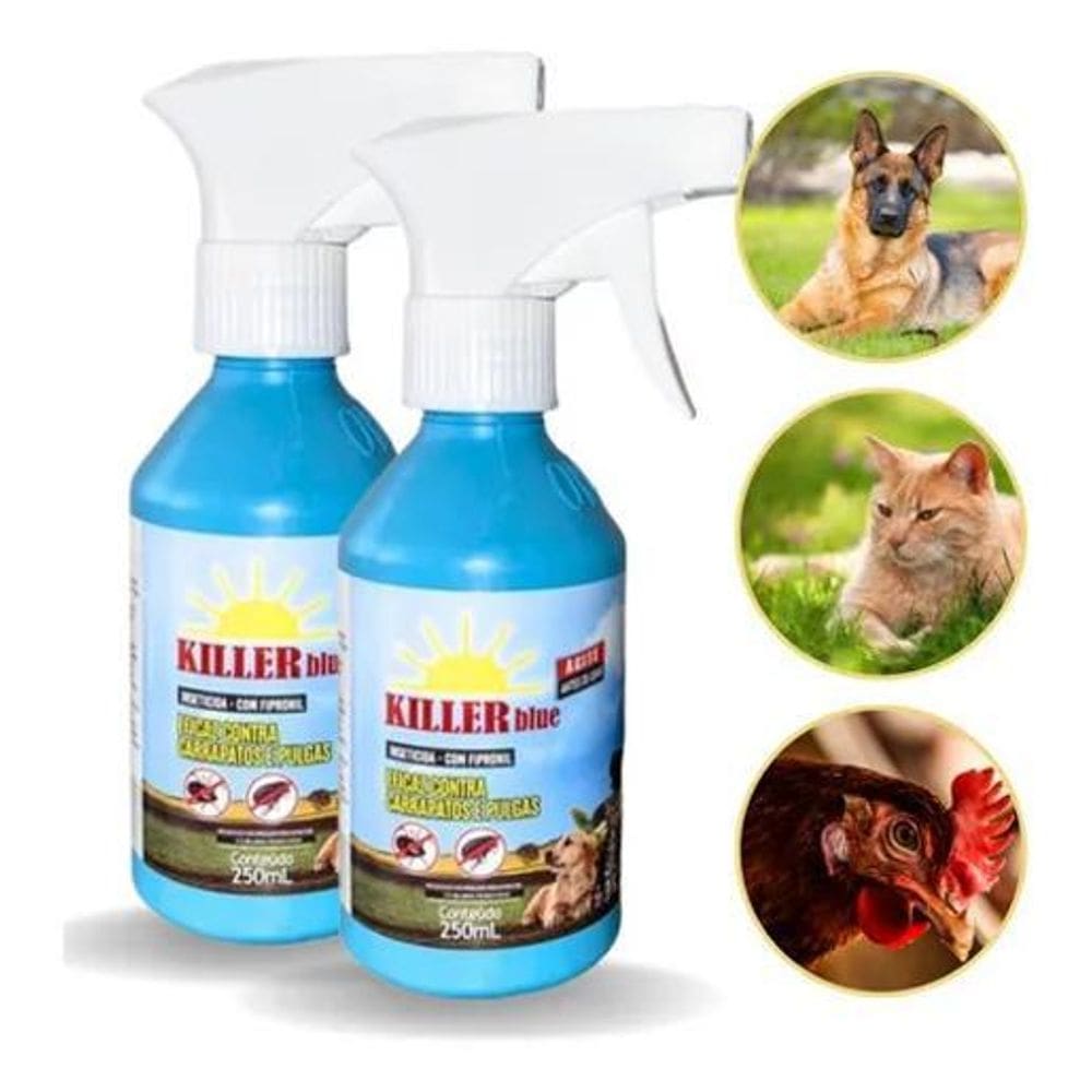 2X 2 Killer Anti Pulgas Carrapatos Cachorro Gato Piolho Bara