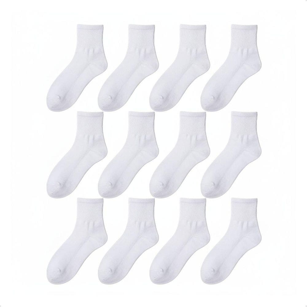 Kit 12 Pares De Meias Cano Médio Cor Cinza - Tamanho 38-44