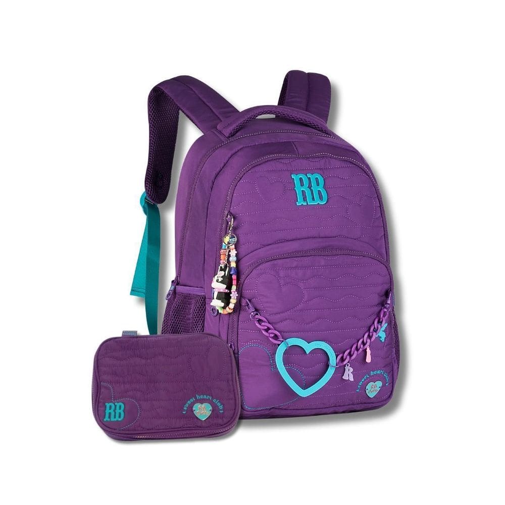 Kit Mochila Rebecca Bonbon Costas Estojo Box Escolar Roxo