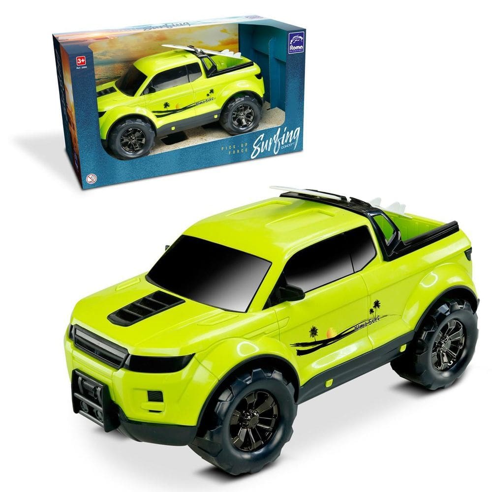Carrinho Caminhonete Pick-Up Grande 39Cm Force Surfing Verde