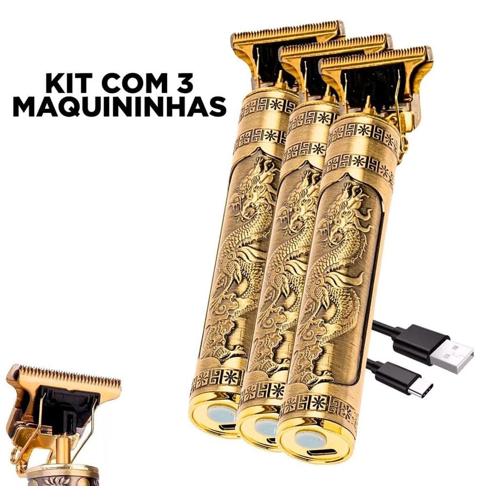 Kit 3 Maquininhas Dragão Retro Barba Ultra