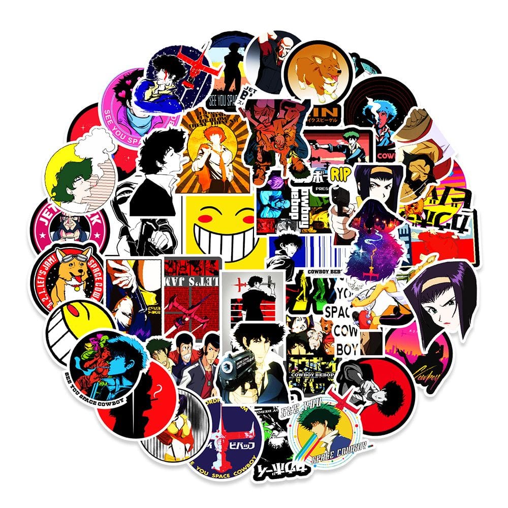 Adesivos Cowboys Bebops, vinil impermeável, anime, 50 unidades/lote