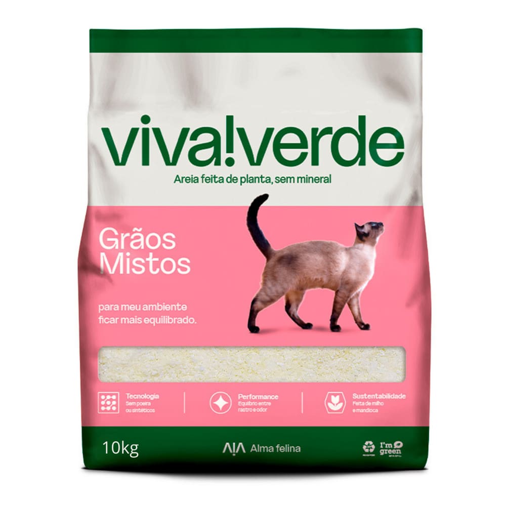 Areia Higienica Viva Verde Grãos Mistos 10kg