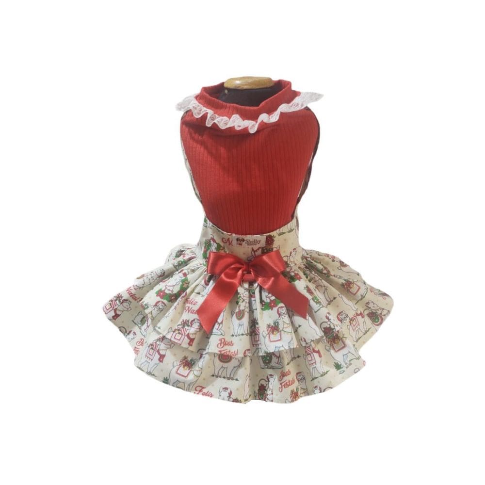 Vestido Pet Jardineira Temático Natal Feliz Para Cães Tam 6