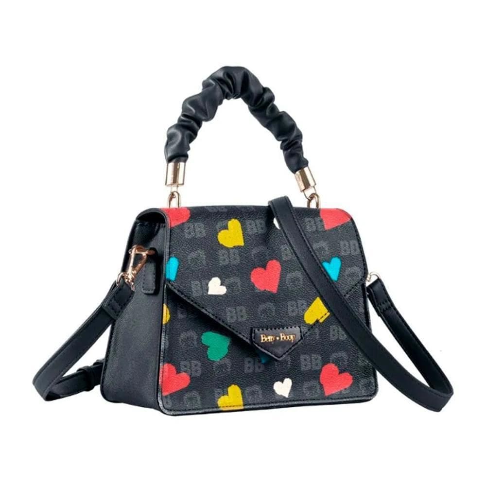 Bolsa Mini Baú Betty Boop Preto E Coração Colorido - Semax