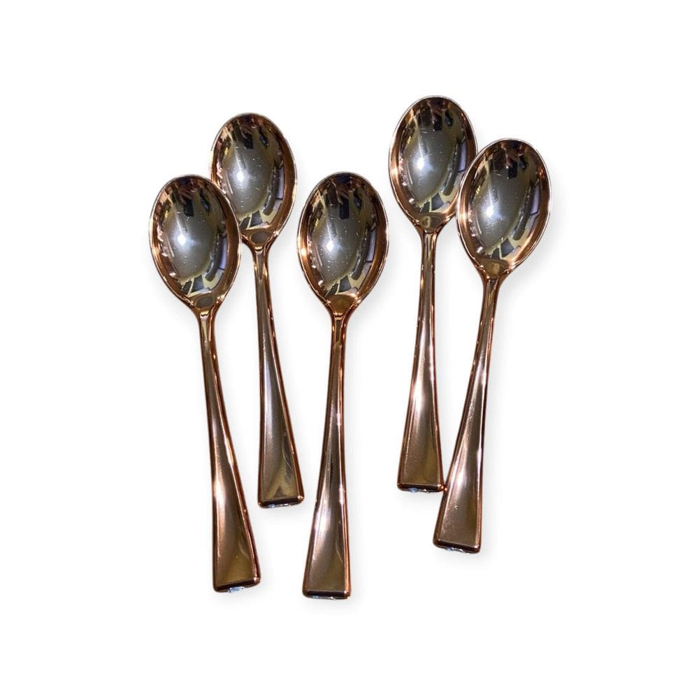 Kit 12 Mini Colher Descartável Rose Plástico Luxo 9,8Cm