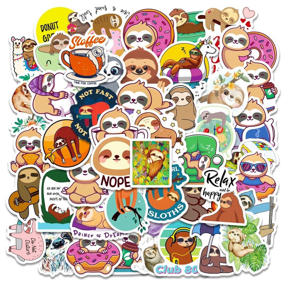 Adesivos Sloths Waterproof Vinyl Anime 50 unidades/lote 5-7 cm