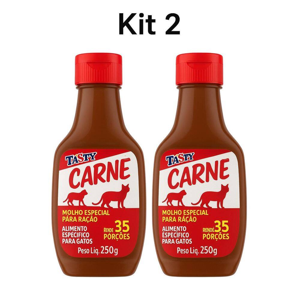 Melhor Kit 2 Condimento Para Ração De Gatos Tasty Carne 250G