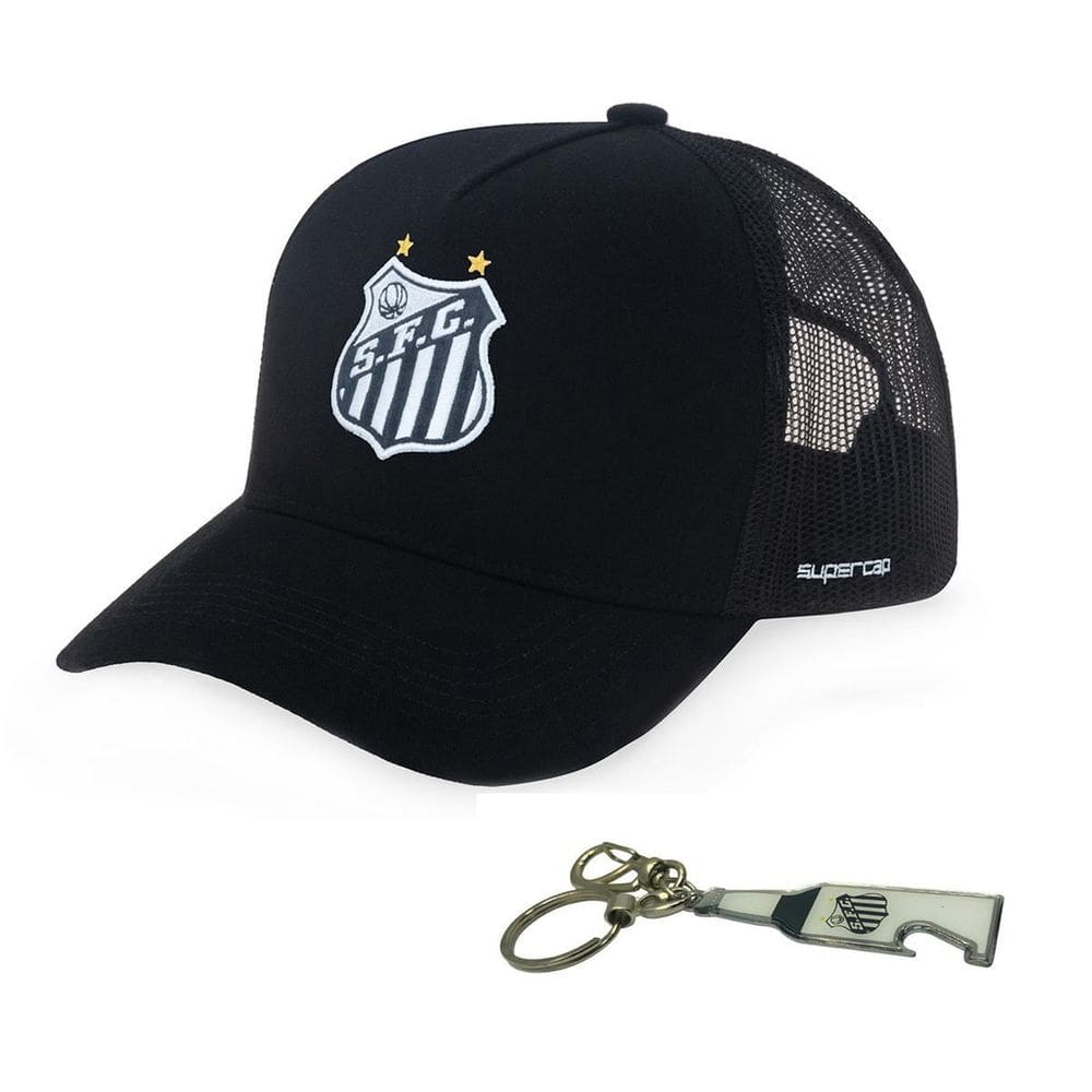 Kit Boné E Chaveiro Santos Bordado Licenciado Supercap 38978