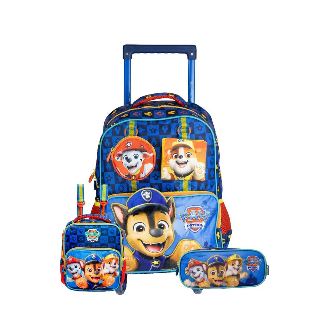 Mochila Rodas Lancheira Térmica Estojo Duplo Patrulha Canina