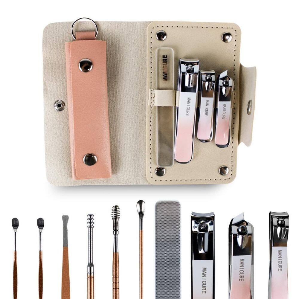 10 Utensílios Cortador Unha Lixa Higiene Ouvido +Estojo Case