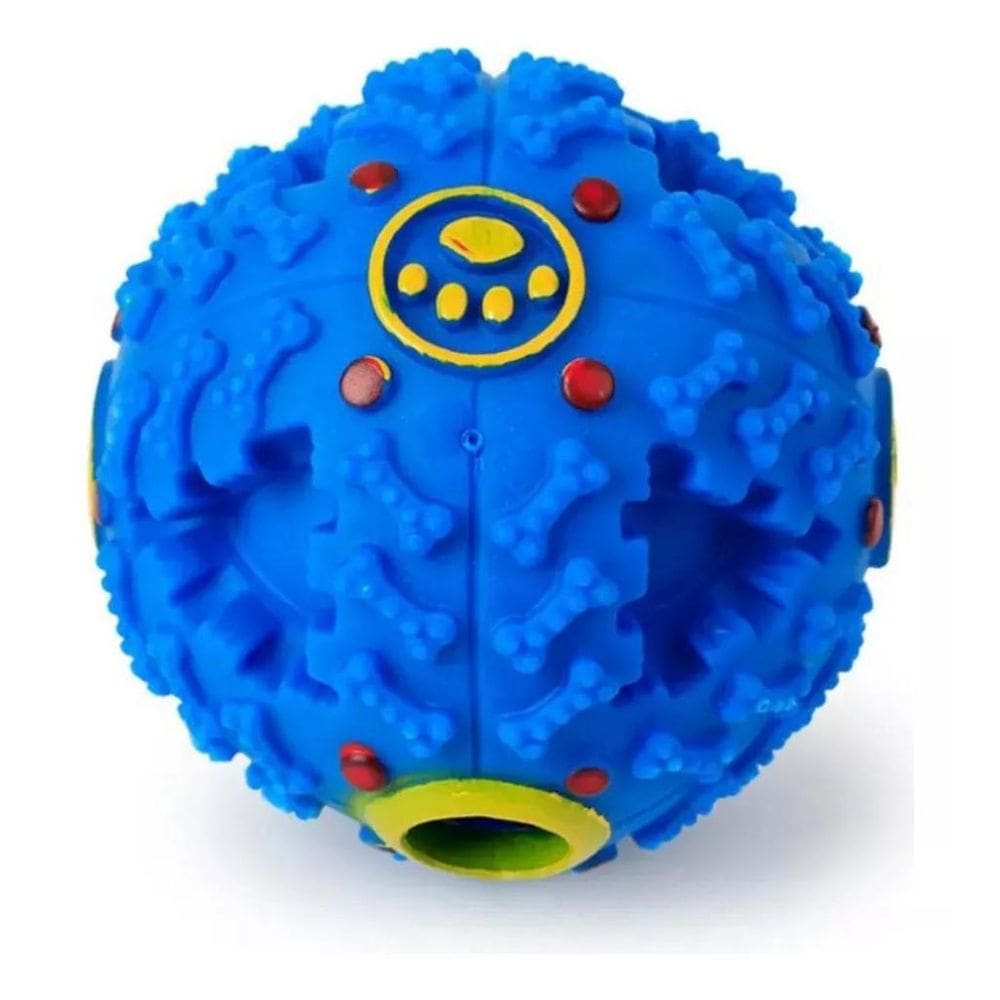 Bola Porta Petisco Racão Tag Brinquedo Pet Tam P 7Cm Azul