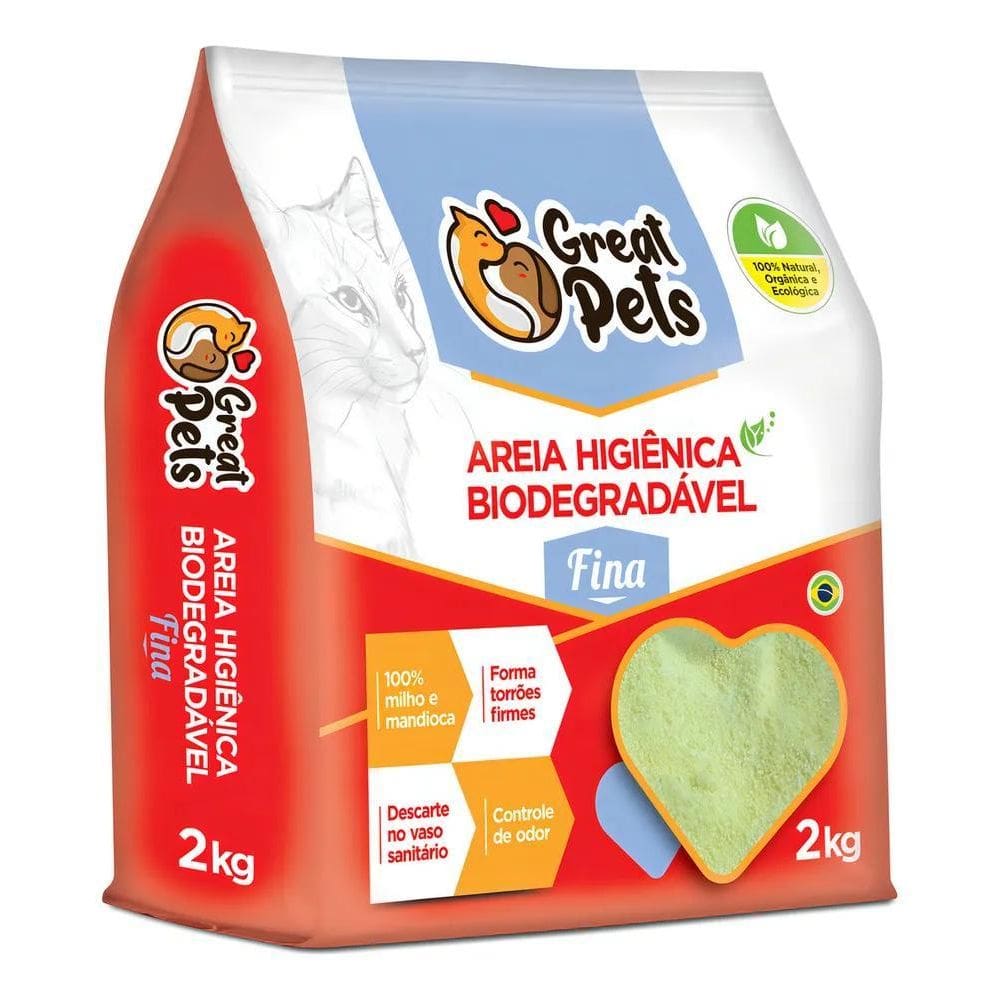 2X Areia Biodegradável De Milho E Mandioca Fina Great Pets 2