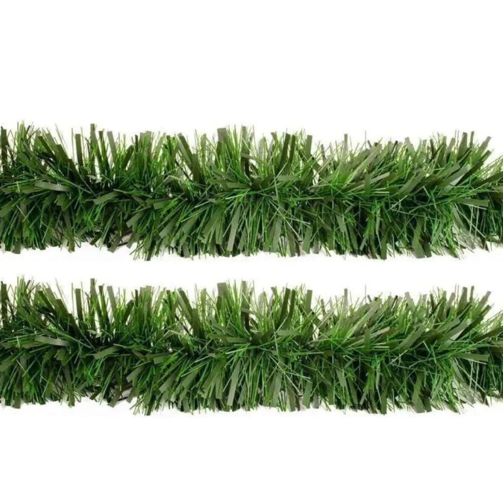 Jogo 2 Festão de Natal Verde Fosco Premium Multi-Fitas 5m x 12cm Decoração Natalina
