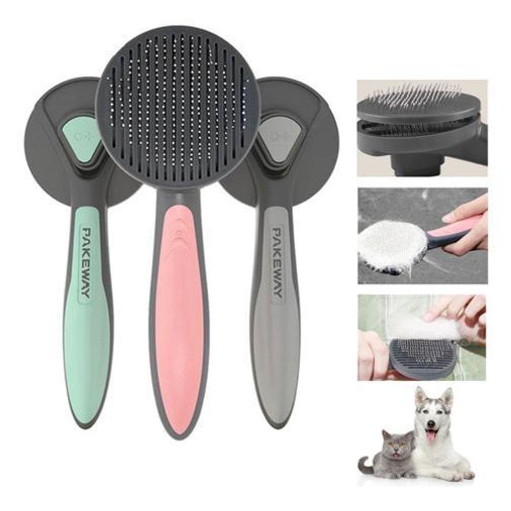 Rasqueadeira Pet Tira Pêlos Cachorro Escova Removedor Cinza