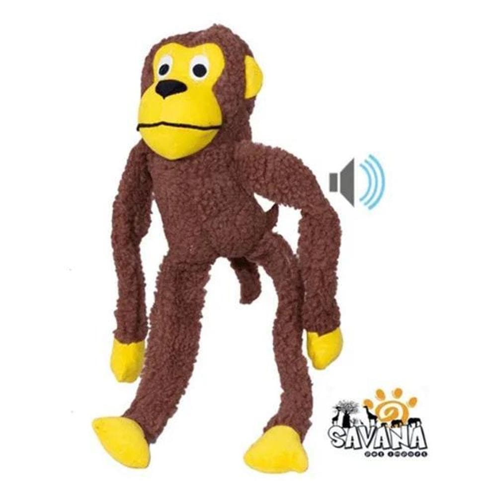 2X Brinquedo Macaquinho Pelúcia Mordedor Apito Cães 40Cm Sav