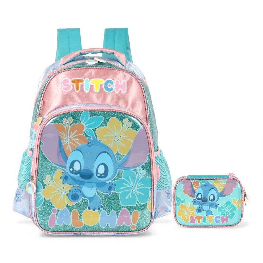 Kit Mochila Escolar + Estojo Box Stitch Lilo Chaveiro Xepa