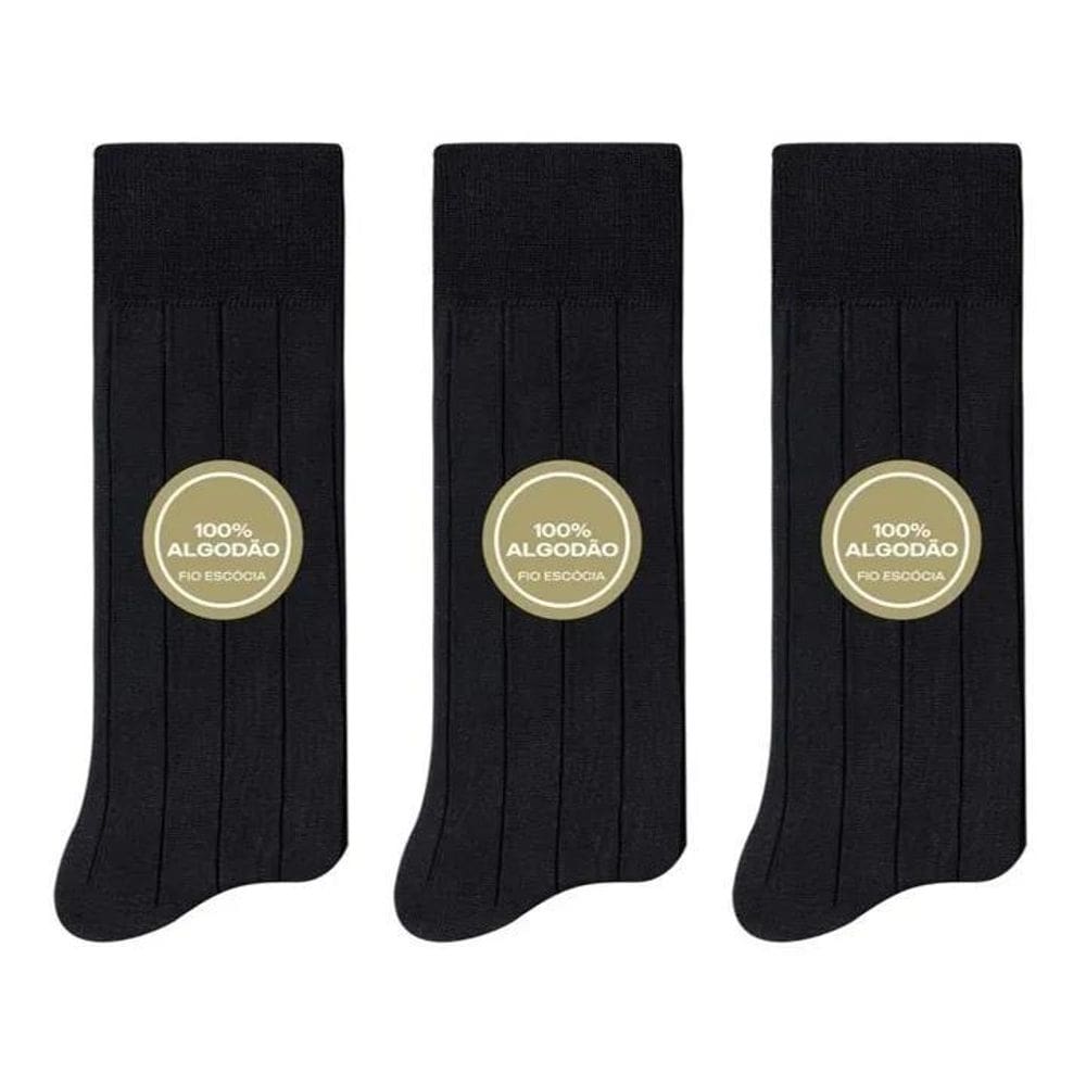 2X Kit 3 Meias Social 100% Algodão Fio Escócia Selene 891
