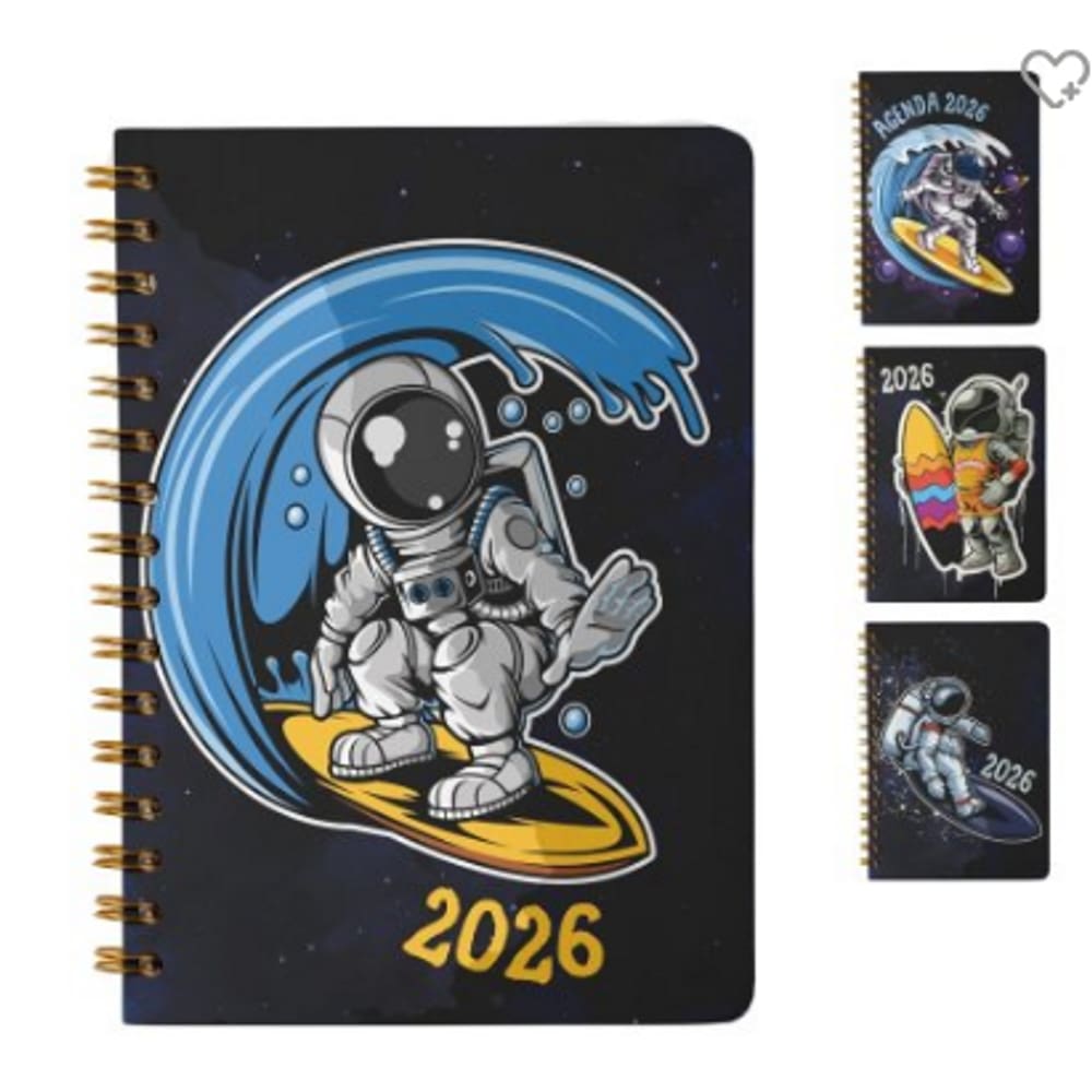 Agenda 2026 168 FL Espiral Astronauta com Glitter - Tudo em Caixa