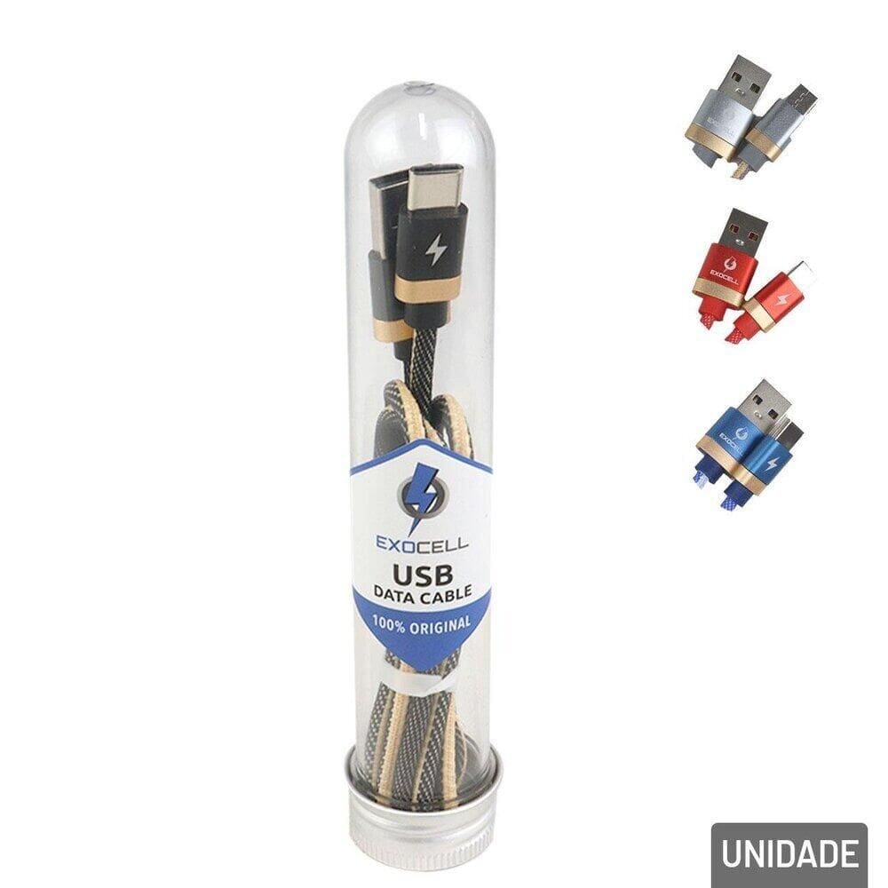 Cabo USB Tipo-c 100cm Reforçado Color - Tudo em Caixa