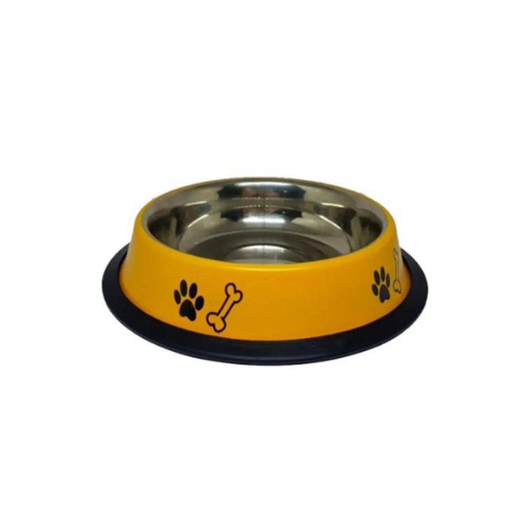 Comedouro Inox Dec Pantone Filhote 240Ml Amarelo