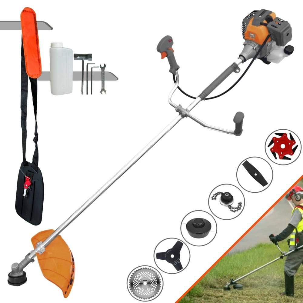 Máquina de Corta Grama Tekna RL520P À Gasolina 52cc 2HP 10.000rpm Multifunções Profissional Completa Com Carretel de Nylon + 5 Lâminas de Corte