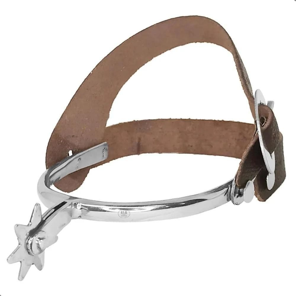 2X Espora De Inox Correia Couro Quarto De Milha Toda Em Aço