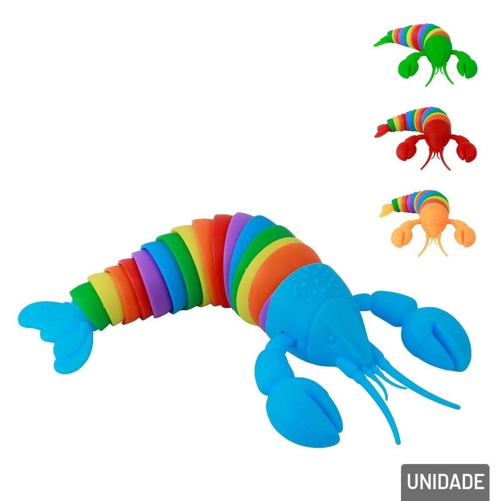 Brinquedo Lagosta Maluca de Plástico com LUZ Color - Tudo em Caixa