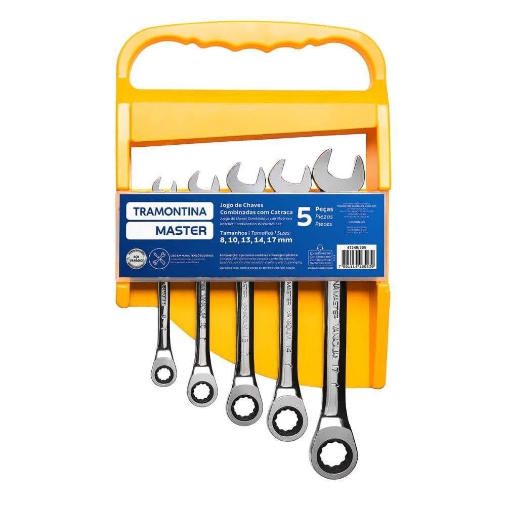 Jogo de Chave Combinada Catraca 8 a 17 MM com 5 Peças TRAMONTINA