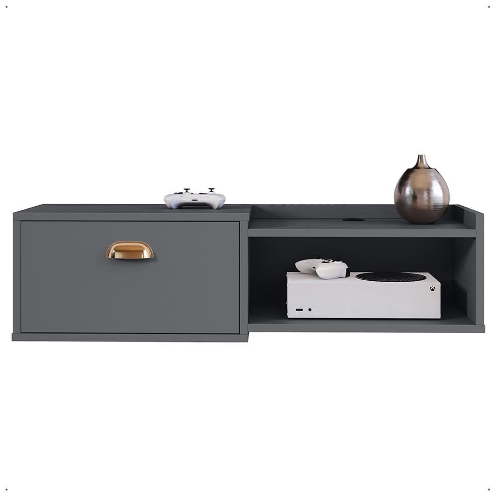 Rack Suspenso Home TV 32” Bancada Flutuante Canadá 90cm Porta Nicho Eletrônico Sala Quarto Pequeno - Lojas RPM