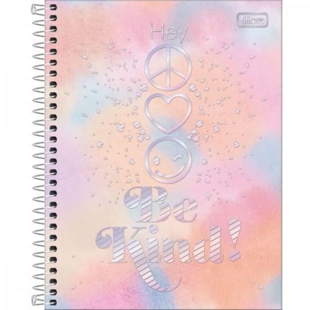 Caderno Espiral Capa Dura Colegial 1 Matéria Good Vibes 80 Folhas Tilibra Estampa 1