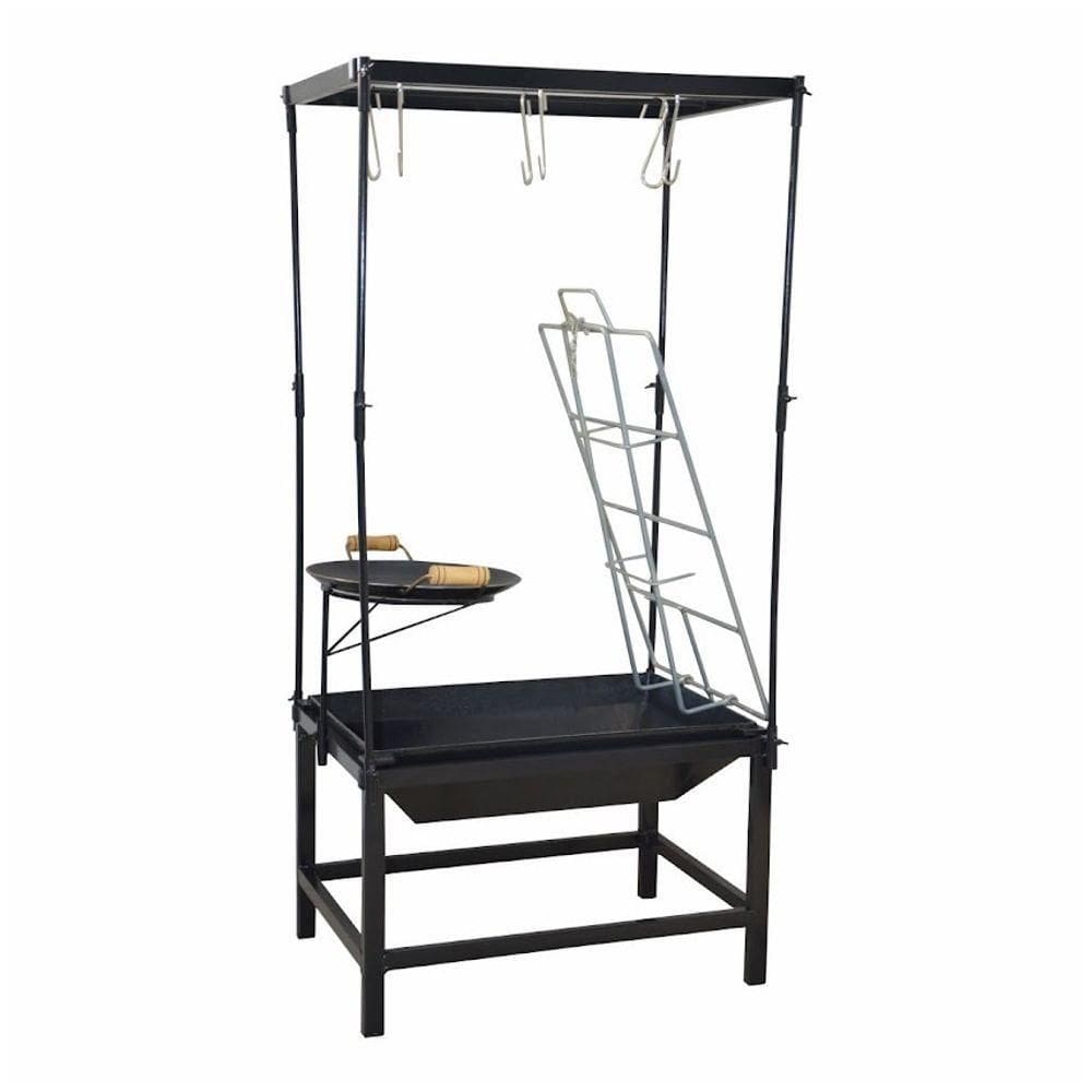 Estação Churrasco Fogo Chão Lareira Picanheira Aço E Varal