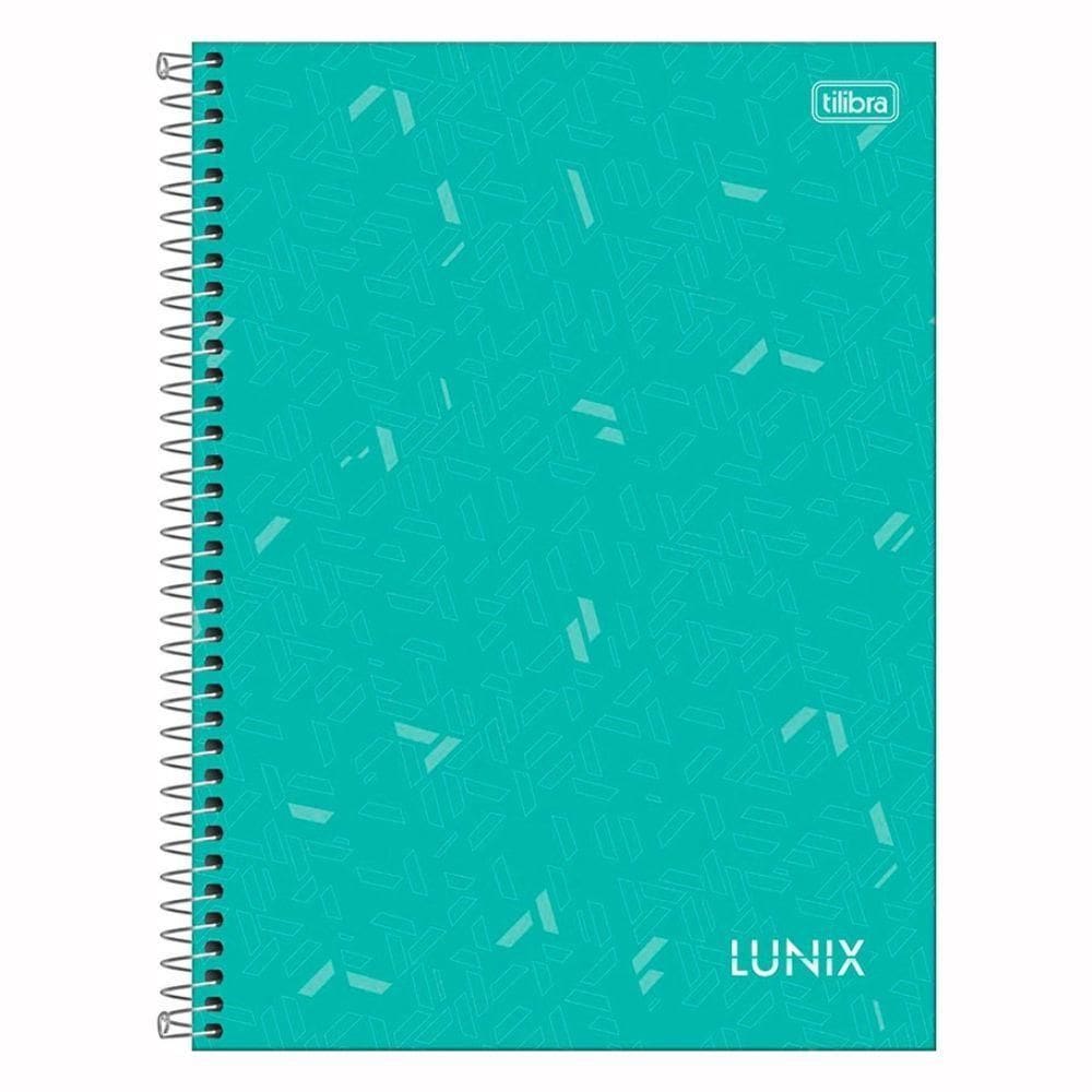 Caderno Espiral Universitário Capa Dura A4 10 Matérias 160 Folhas Lunix Tilibra Verde Agua