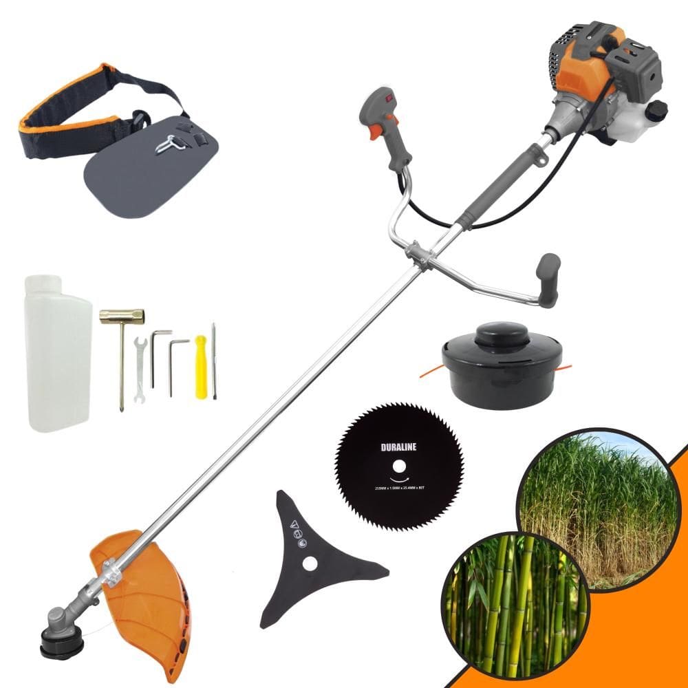 Roçadeira Profissional Tekna RL520P 2 Tempos 52cc 2HP de Potência Cortador de Grama Com Cabeçote de Nylon + Lâmina 3 Pontas + Lâmina 80 Dentes