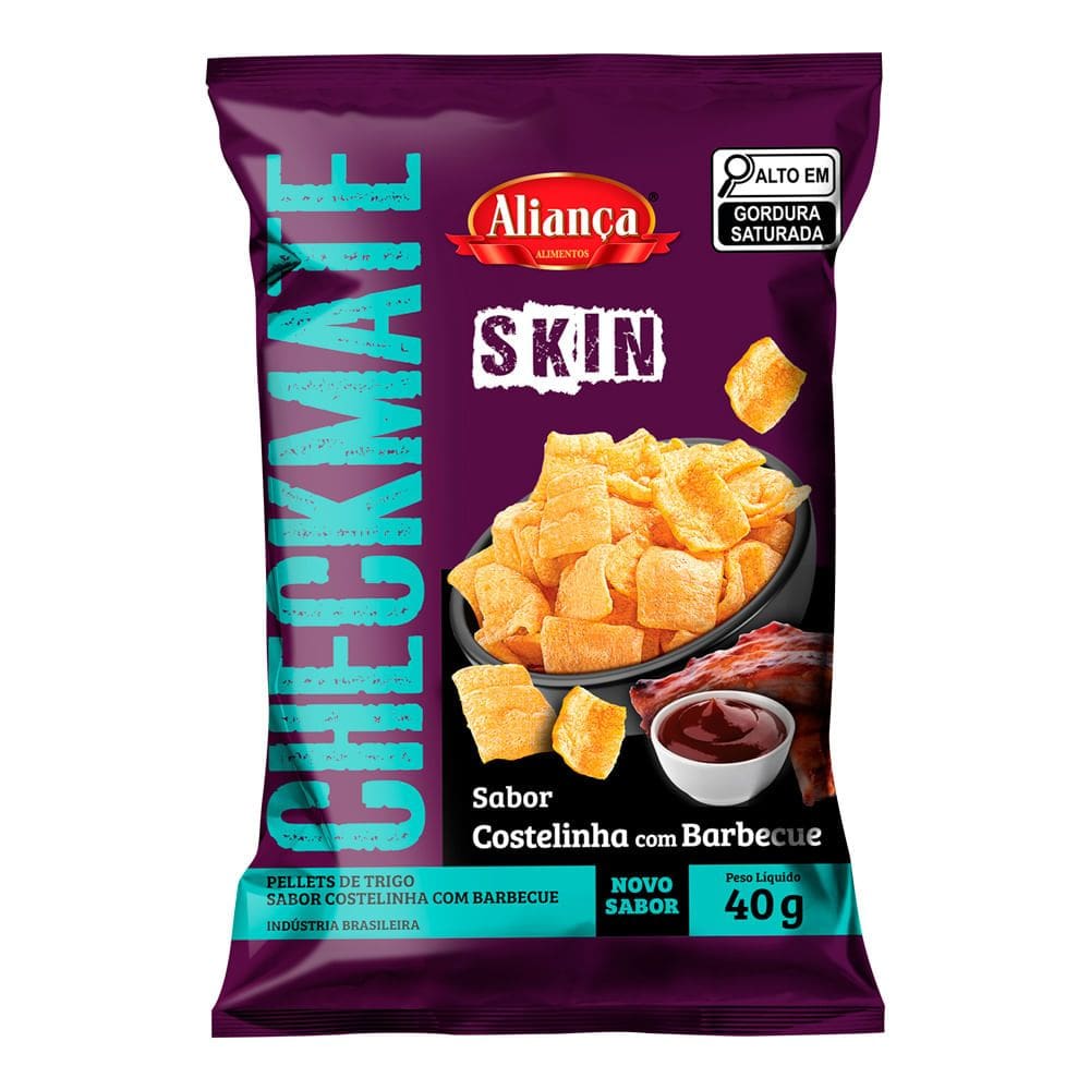 Salgadinho Aliança Checkmate Skin Sabor Costelinha com Barbecue 40g