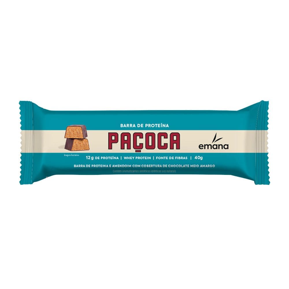 Barra de Proteína Emana Sabor Paçoca com 12g de Proteína 40g