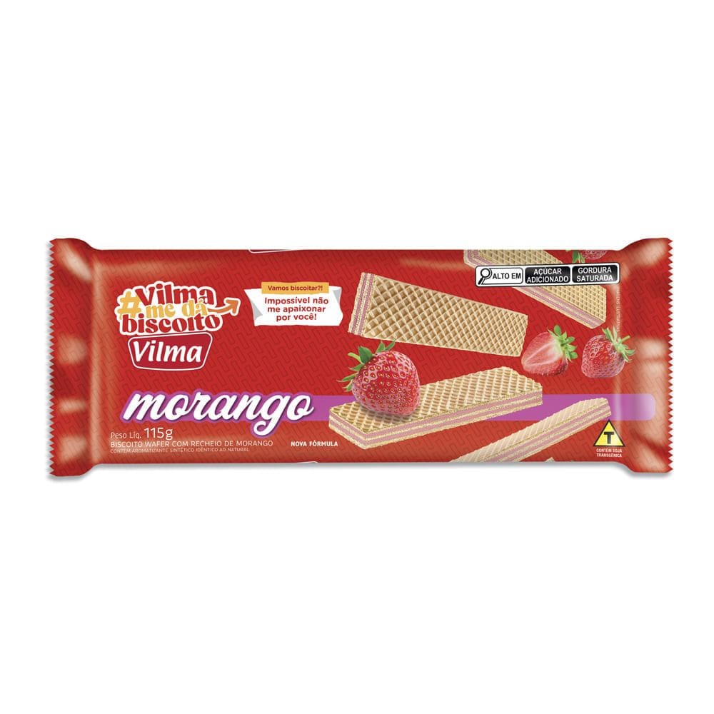 Biscoito Wafer Vilma Sabor Morango 115g