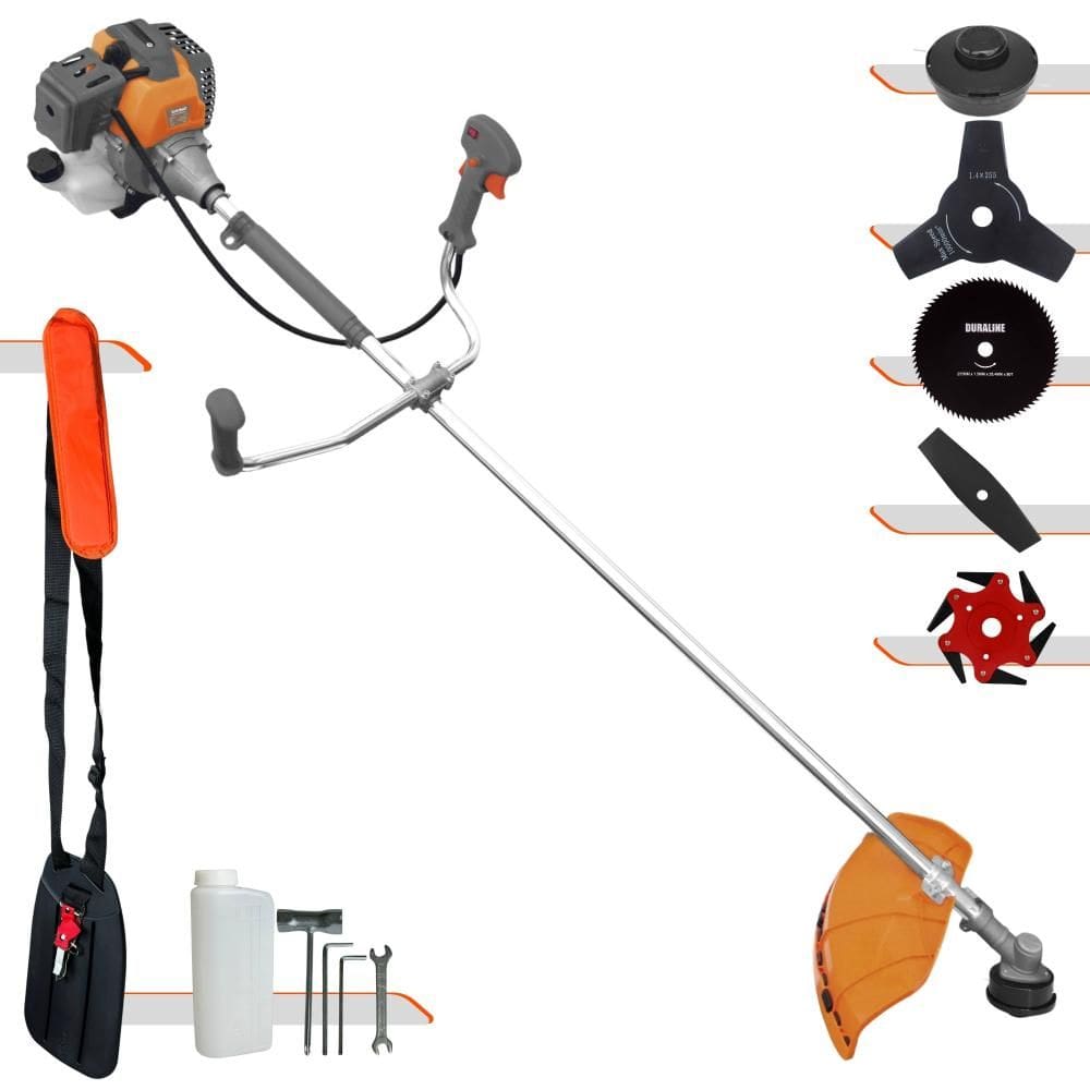 Roçadeira Cortador de Grama Tekna RL520P À Gasolina 2T 52cc 2HP Com Carretel + Faca 2 Pontas + Faca 3 Pontas + Faca 6 Pontas e Faca 80 Dentes