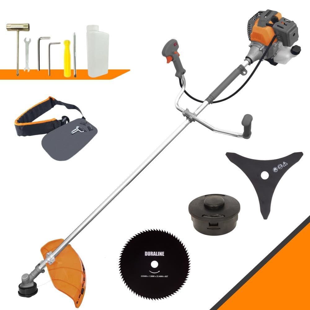 Cortador de Grama À Gasolina Tekna RL520-P 2T 52cc 2HP de Alta Performance Completa Com Carretel de Nylon + Lâmina 3 Pontas + Lâmina 80 Dentes