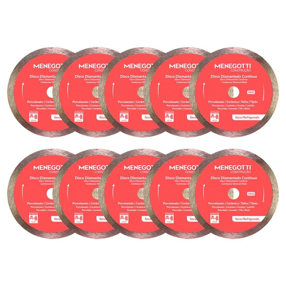 Kit 10 Disco Diamantado Continuo 4.3/8 Pol (110mm) MCO Menegotti