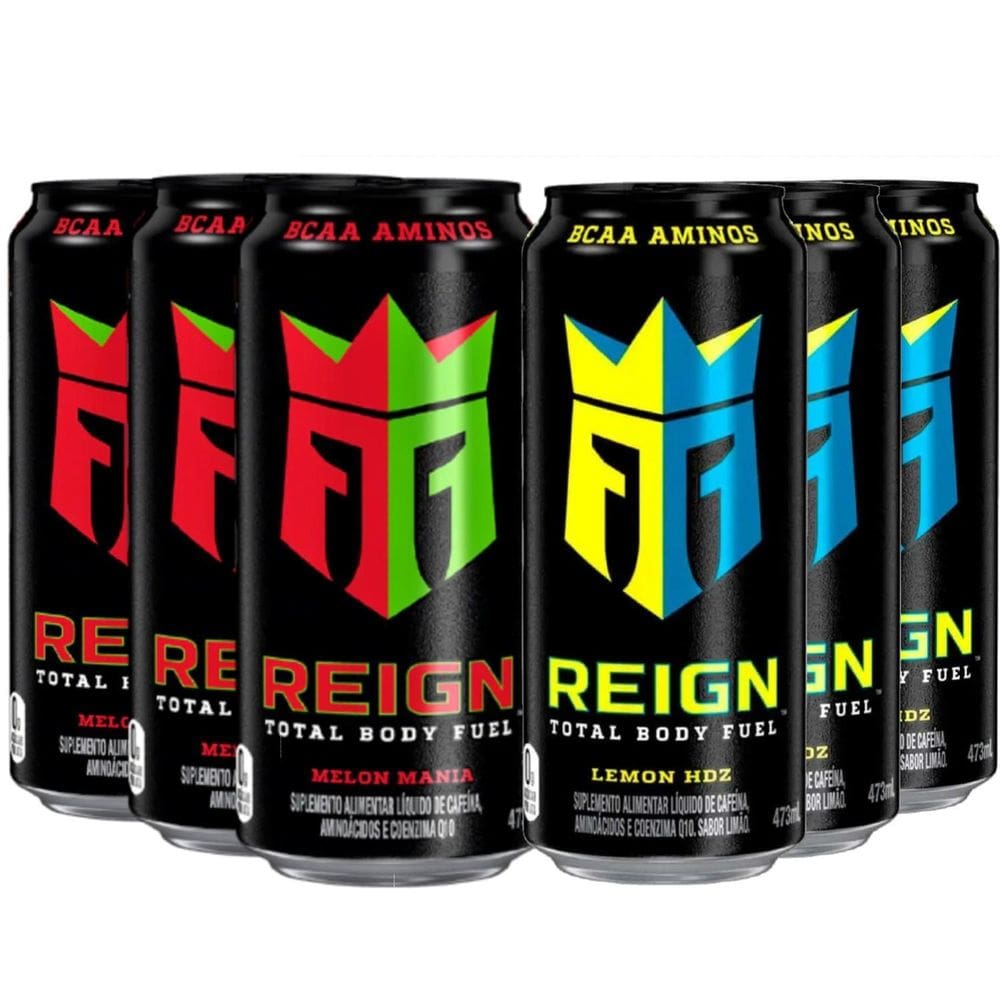 Kit 6Und Energético Alta Perf. Reign Melon & Lemon Hdz 473Ml