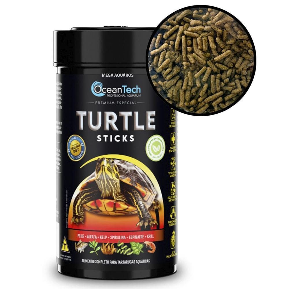 Ração Oceantech Turtle Sticks Tartarugas Aquáticas 75G