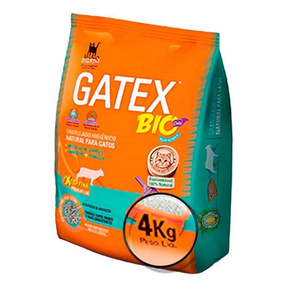 Areia Para Gatos Grãos Extra Finos 4Kg Biodegradável Gatex