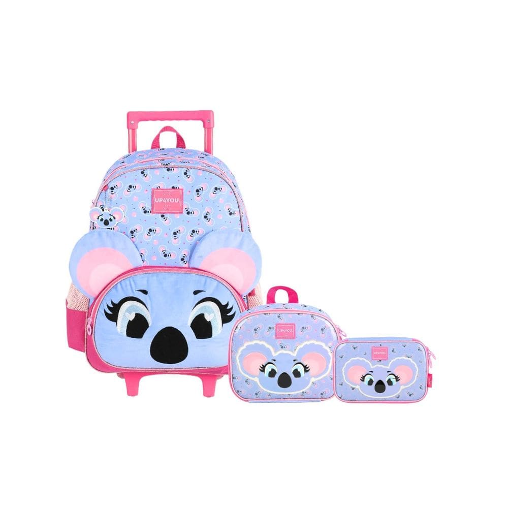 Kit Up4You Mochila Costas E Rodas + Lancheira + Estojo Box