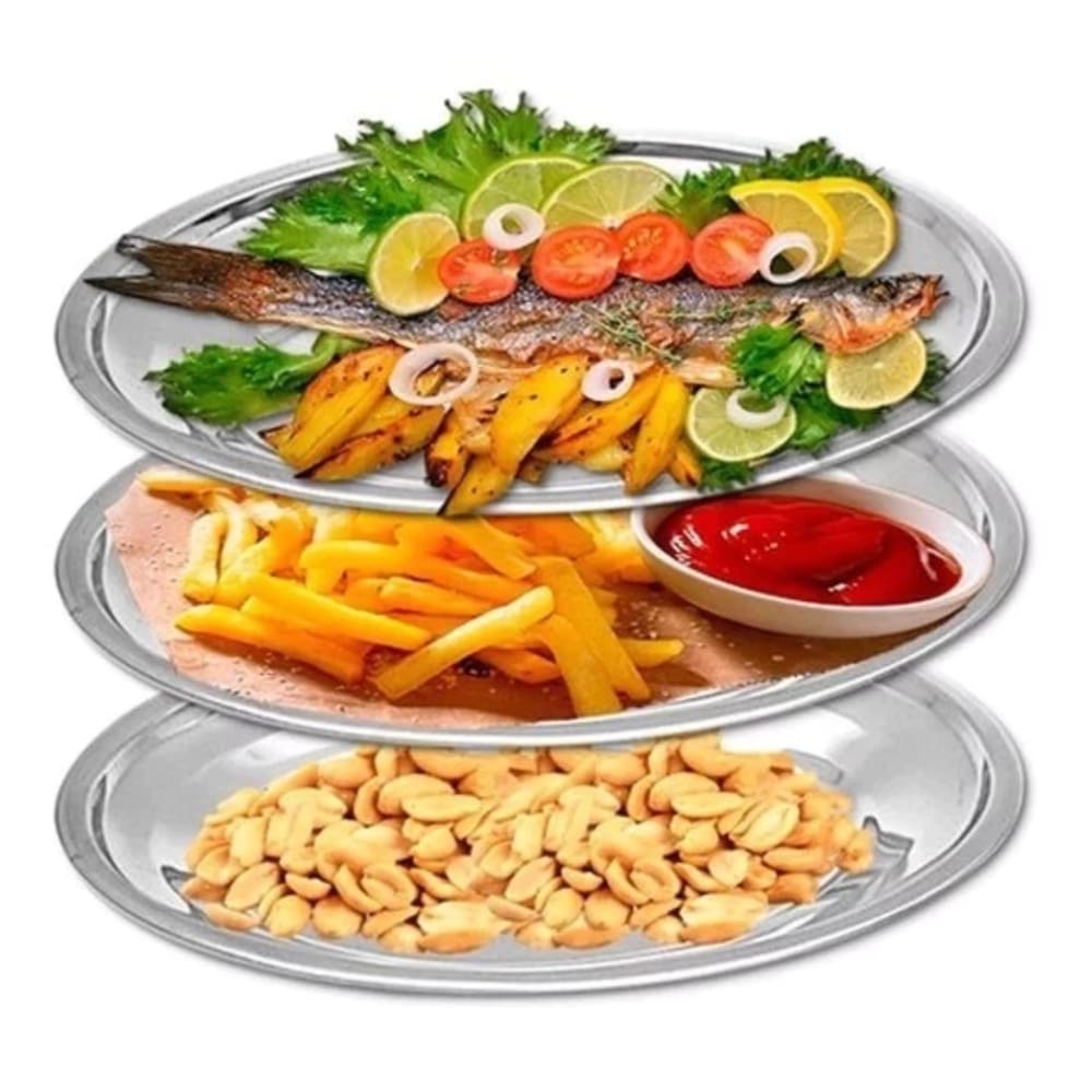 Bandeja Grande Para Servir Alimento Bandeja Travessa de Inox